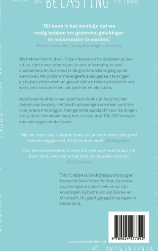 Nooit meer te druk - achterkant